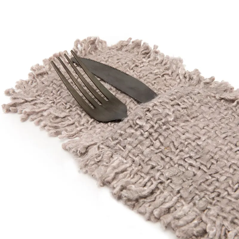 The Oh My Gee Cutlery Holder Besteckhalter aus Baumwolle von Bazar Bizar, Größe 13 × 25 × 1 cm, Perlgrau, Ansicht 2