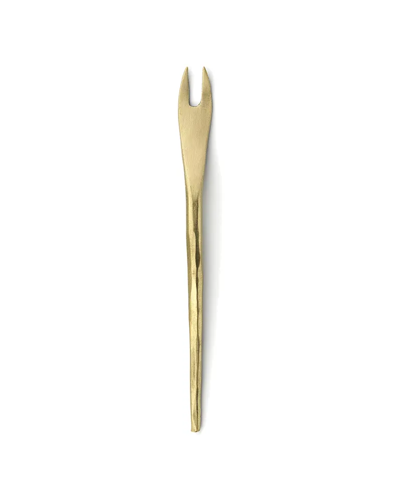 The Olive Fork Messinggabel in Gold von Bazar Bizar, Größe L, Ansicht 1