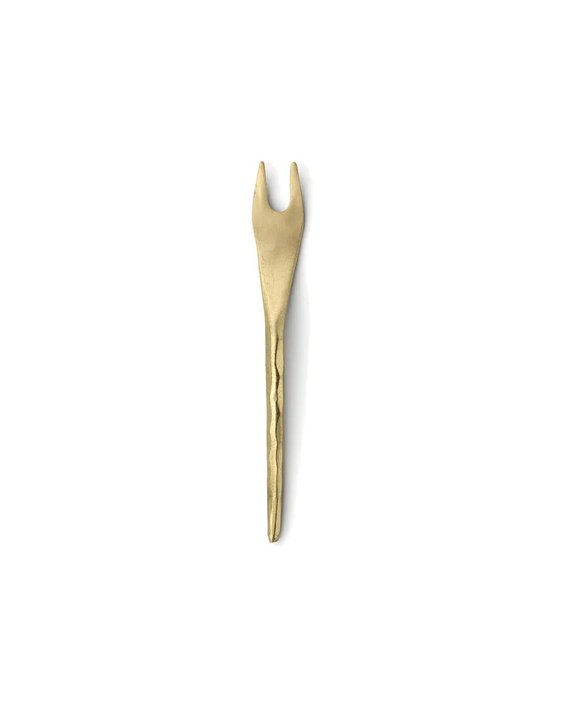The Olive Fork Messinggabel in Gold von Bazar Bizar, Größe S, Ansicht 1