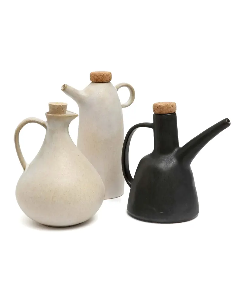 The Olive Oil Bottle N°78 Keramikflasche, Weiß von Bazar Bizar, Größe 14 × 8 × 19 cm, Ansicht 5