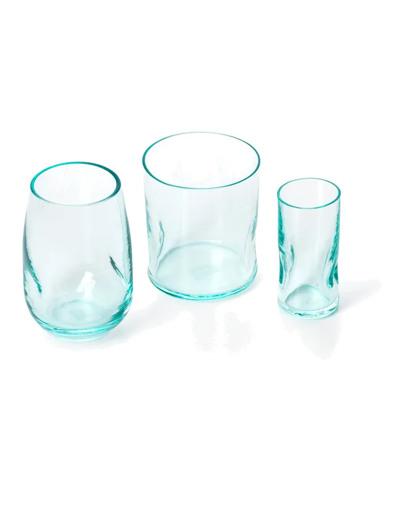 The On the Rocks Glass Trinkglas aus Recyclingglas von Bazar Bizar, Größe 8 × 8 × 9 cm, Blau, Ansicht 6