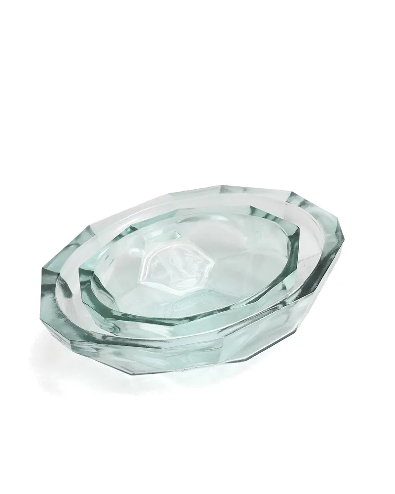 The Origami Bowl, Schale aus Recyclingglas von Bazar Bizar, Größe L, Blau, Ansicht 3