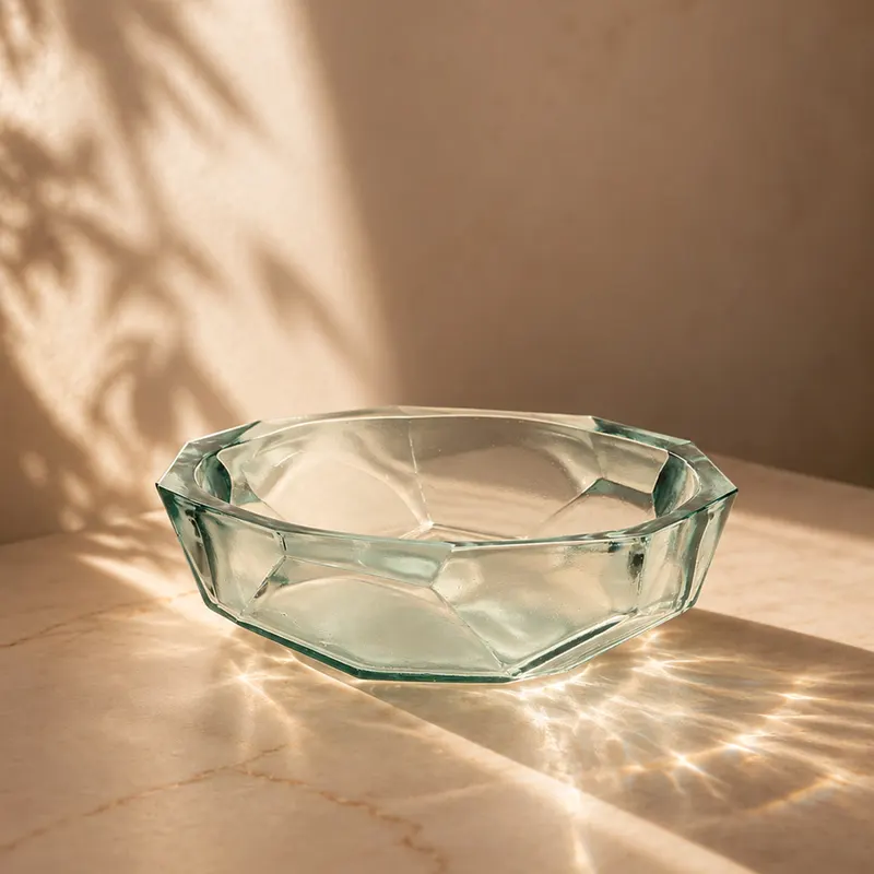 The Origami Bowl, Schale aus Recyclingglas von Bazar Bizar, Größe M, Blau, Ansicht 2