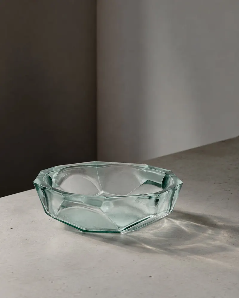 The Origami Bowl, Schale aus Recyclingglas von Bazar Bizar, Größe M, Blau, Ansicht 3