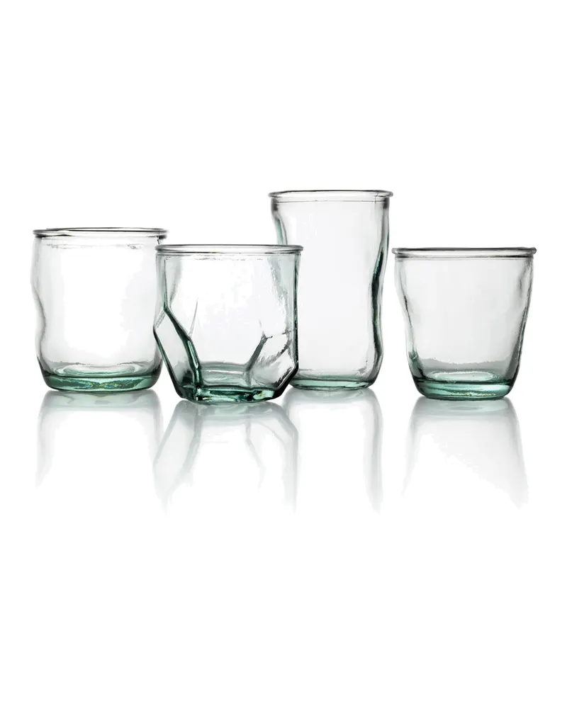 The Origami Glass Trinkglas aus blauem Recyclingglas von Bazar Bizar, Größe 9 × 9 × 9 cm, Ansicht 6