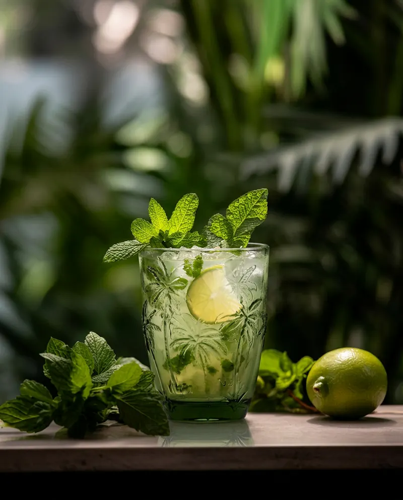 The Palm Breeze Water Glass Trinkglas aus Recyclingglas von Bazar Bizar, Größe 8 × 8 × 10 cm, Grün, Ansicht 2