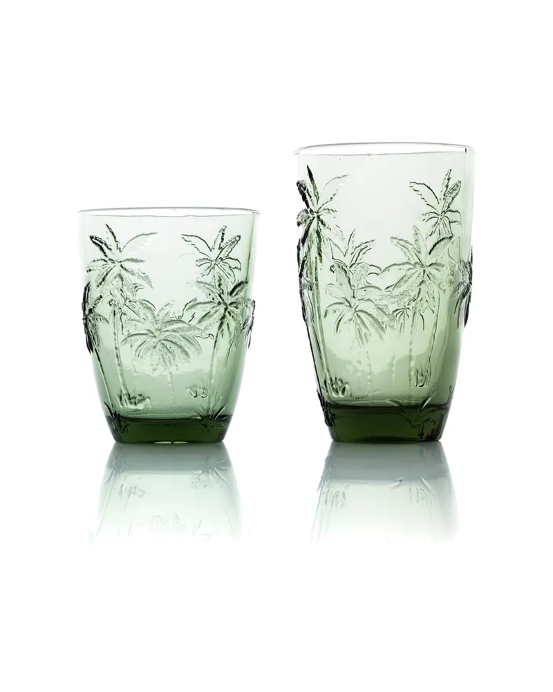 The Palm Breeze Water Glass Trinkglas aus Recyclingglas von Bazar Bizar, Größe 8 × 8 × 10 cm, Grün, Ansicht 5