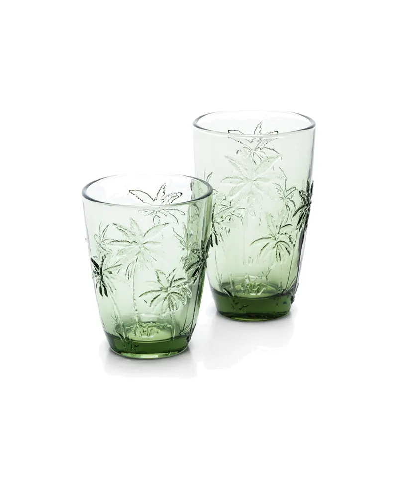 The Palm Breeze Water Glass Trinkglas aus Recyclingglas von Bazar Bizar, Größe 8 × 8 × 10 cm, Grün, Ansicht 6