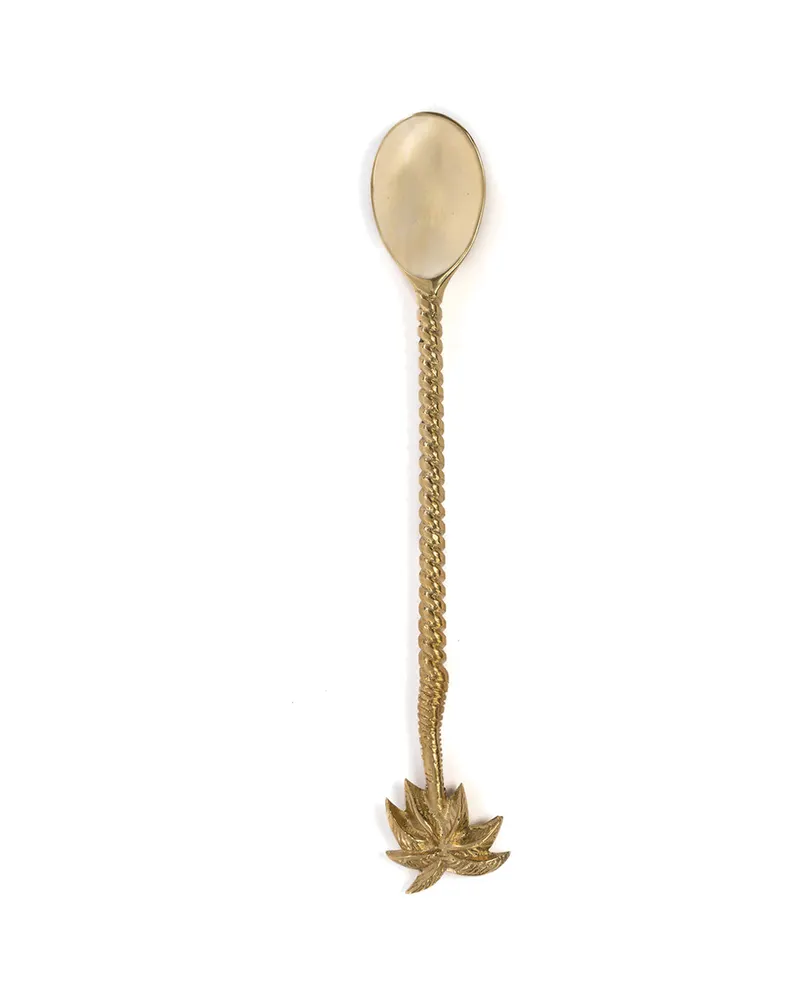 The Palm Tree Long Spoon Messingbesteck in Gold