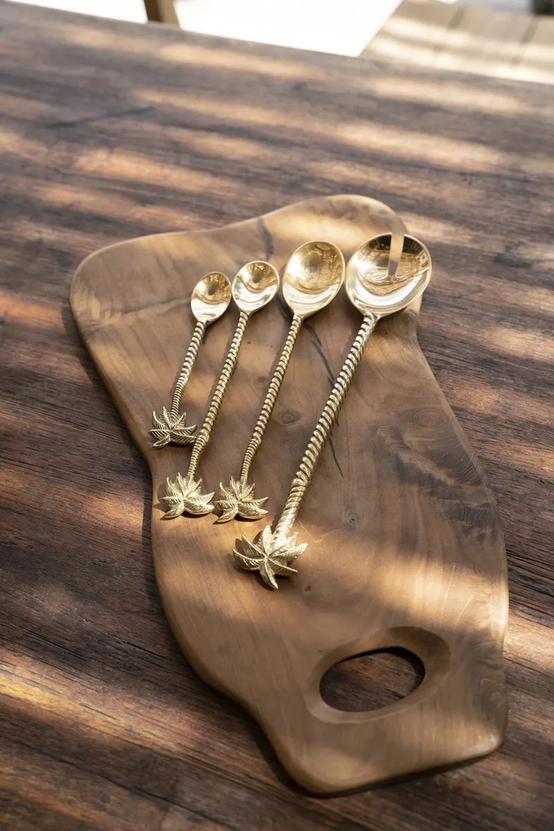 The Palm Tree Long Spoon Messingbesteck in Gold von Bazar Bizar, Größe 20 × 3 × 1 cm, Ansicht 2