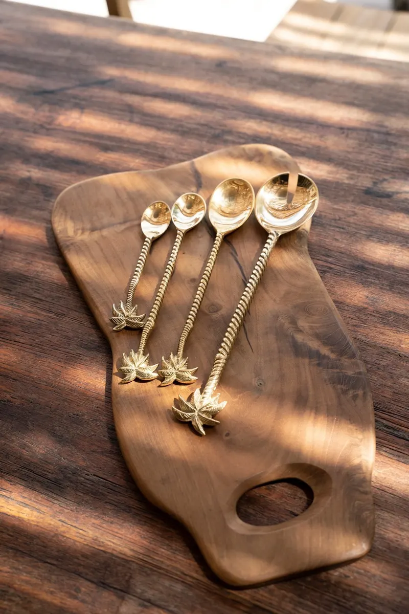 The Palm Tree Salad Fork, Salatgabel aus Messing von Bazar Bizar, Größe 26 × 6 × 1 cm, Gold, Ansicht 3