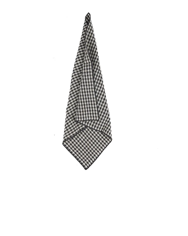 The Picknick Napkin Leinenserviette von Bazar Bizar, Größe 45 × 45 cm, Natur / Schwarz, Ansicht 1