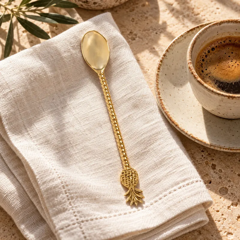 The Pineapple Long Spoon Langlöffel aus Messing in Gold von Bazar Bizar, Größe 20 × 3 × 1 cm, Ansicht 2