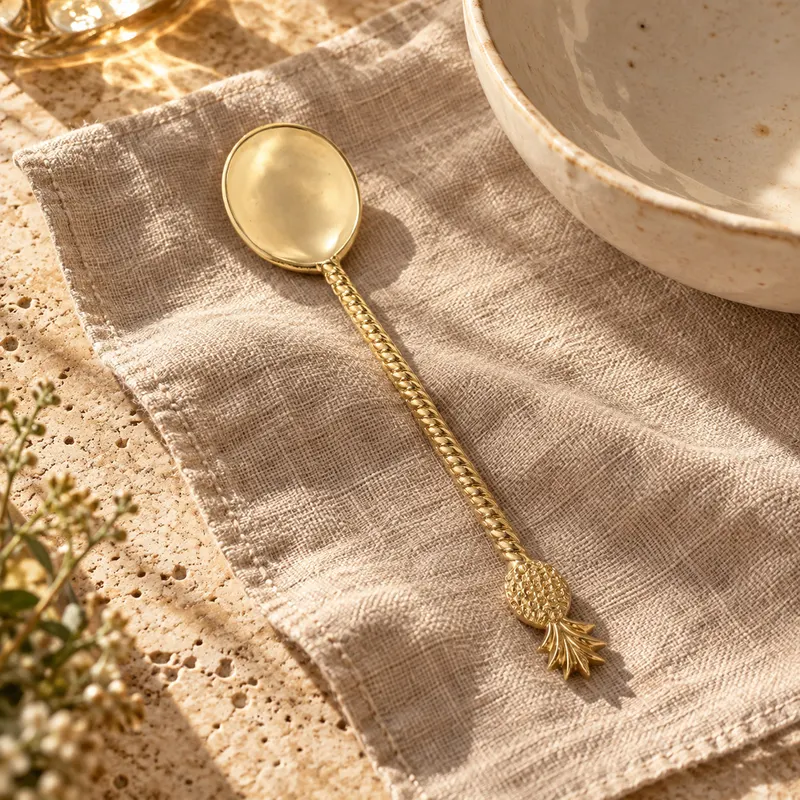 The Pineapple Salad Spoon Salatlöffel aus Messing von Bazar Bizar, Größe 26 × 6 × 1 cm, Gold, Ansicht 2