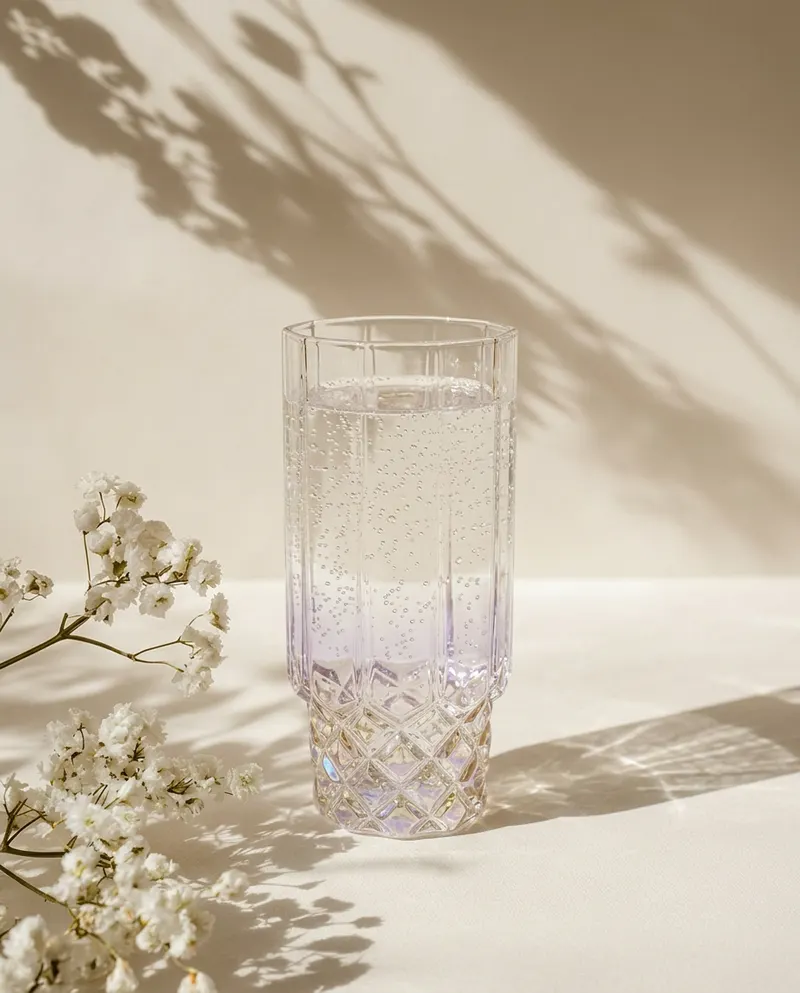 The Pink Blush Highball Trinkglas aus Recyclingglas von Bazar Bizar, Größe 7 × 7 × 16 cm, Natur / Rosa, Ansicht 2