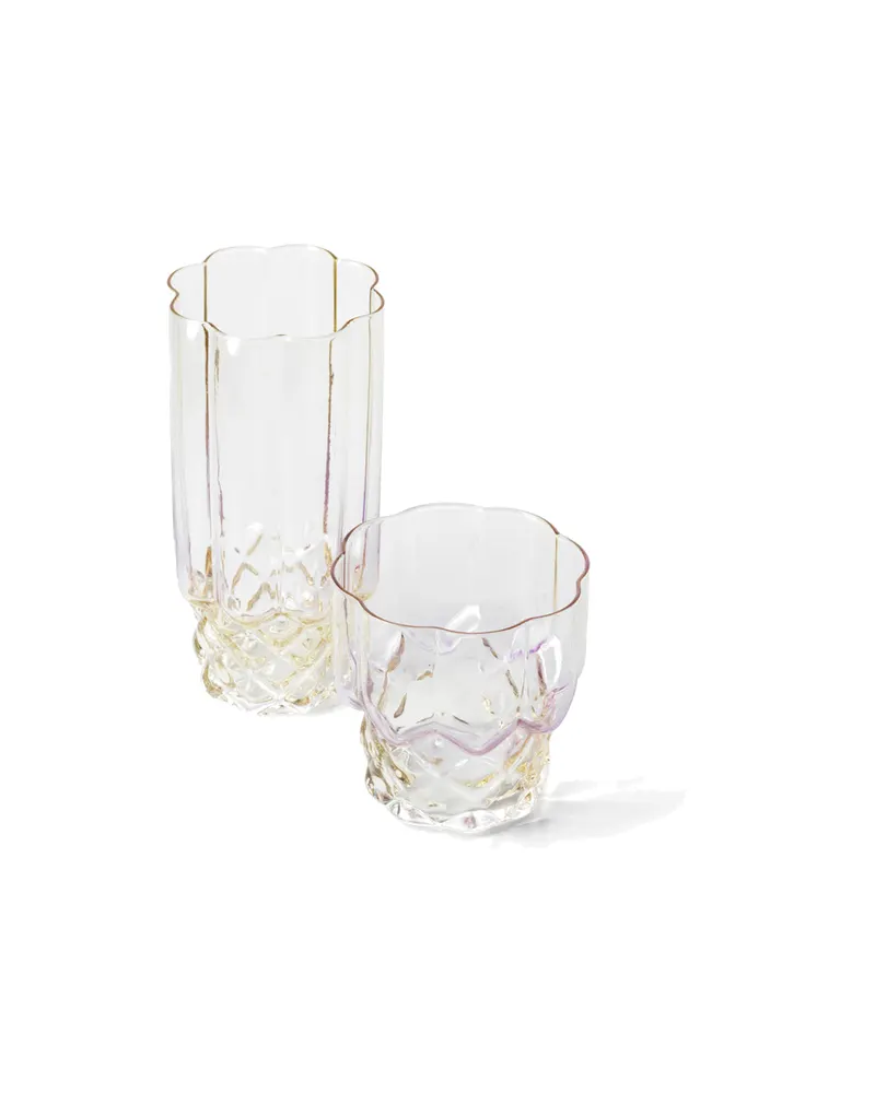 The Pink Blush Highball Trinkglas aus Recyclingglas von Bazar Bizar, Größe 7 × 7 × 16 cm, Natur / Rosa, Ansicht 3
