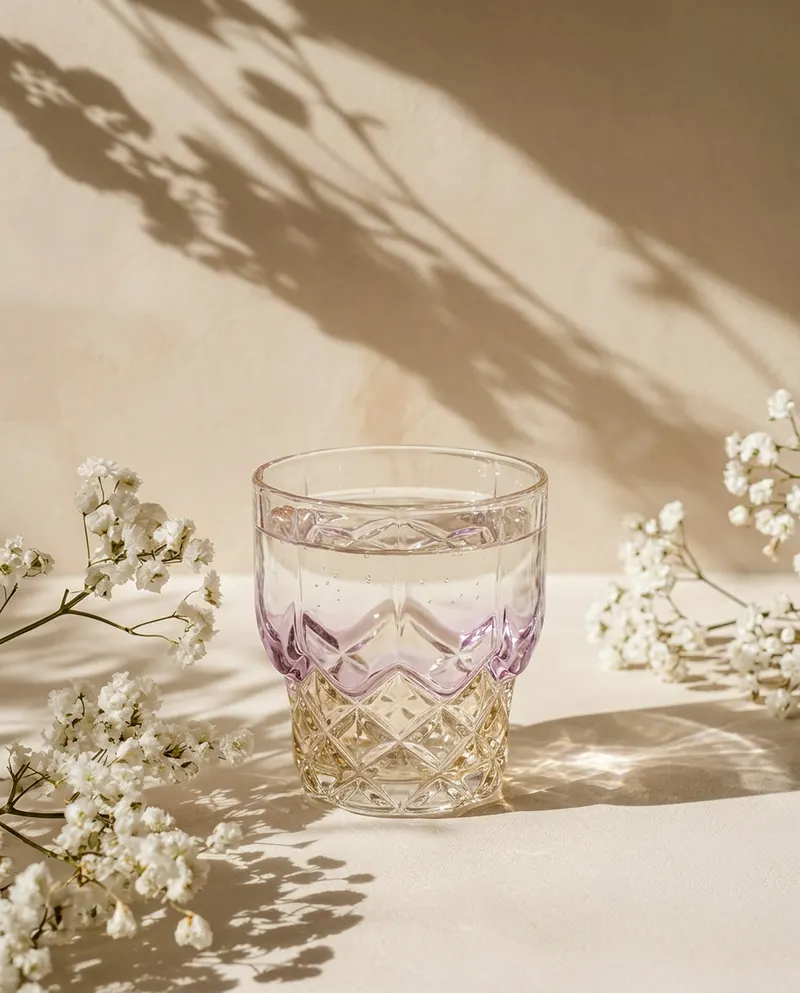 The Pink Blush Tumbler Trinkglas aus Recyclingglas von Bazar Bizar, Größe 9 × 9 × 6 cm, Natur / Rosa, Ansicht 2