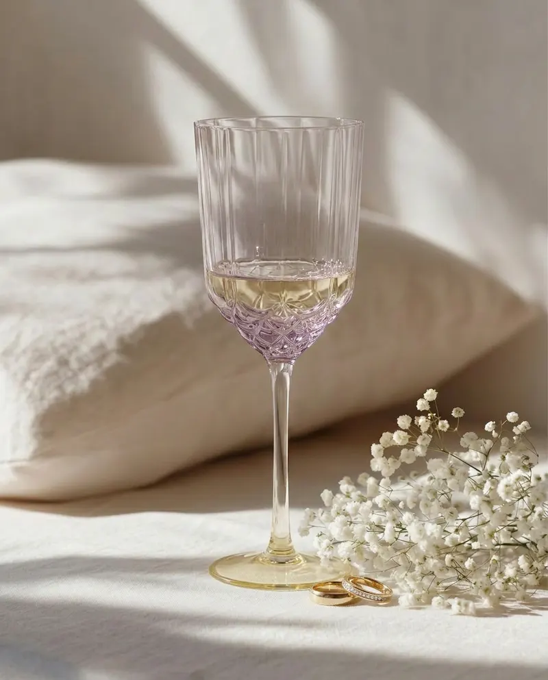 The Pink Blush Wine Glass Weinglas aus Recyclingglas von Bazar Bizar, Größe 8 × 8 × 24 cm, Natur / Rosa, Ansicht 2