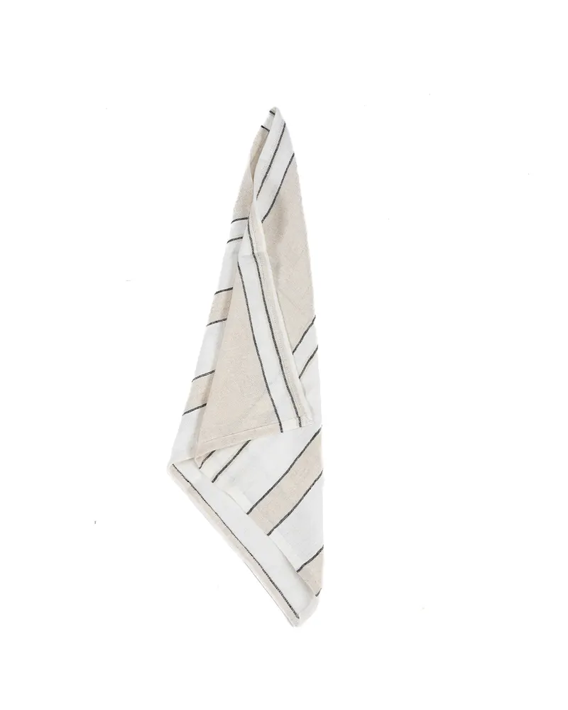 The Provence Napkin Leinenserviette von Bazar Bizar, Größe 45 × 45 cm, Natur / Schwarz / Weiß, Ansicht 2