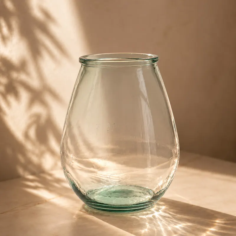 The Qiezi Vase, Vase aus Recyclingglas von Bazar Bizar, Größe L, Blau, Ansicht 2