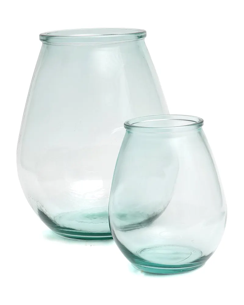 The Qiezi Vase, Vase aus Recyclingglas von Bazar Bizar, Größe L, Blau, Ansicht 3