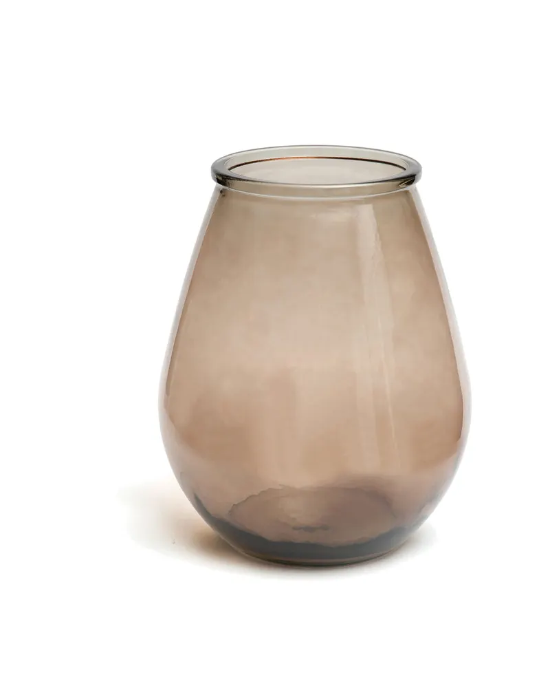 The Qiezi Vase, Vase aus Recyclingglas von Bazar Bizar, Größe L, Beige, Ansicht 1