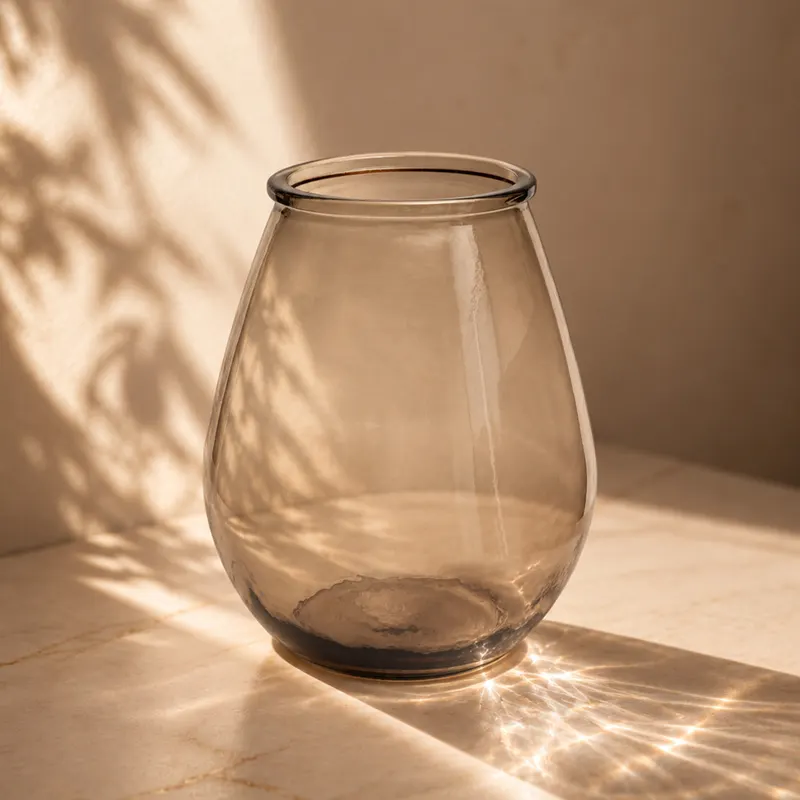 The Qiezi Vase, Vase aus Recyclingglas von Bazar Bizar, Größe L, Beige, Ansicht 3