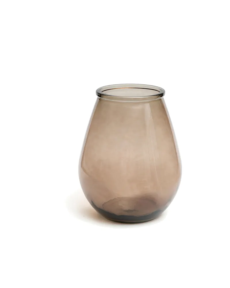 The Qiezi Vase, Vase aus Recyclingglas von Bazar Bizar, Größe M, Beige, Ansicht 1