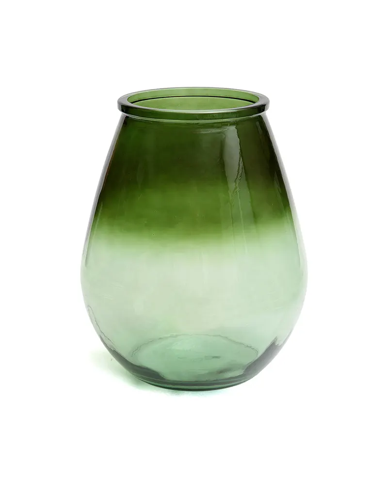 The Qiezi Vase, Vase aus Recyclingglas von Bazar Bizar, Größe L, Grün, Ansicht 1