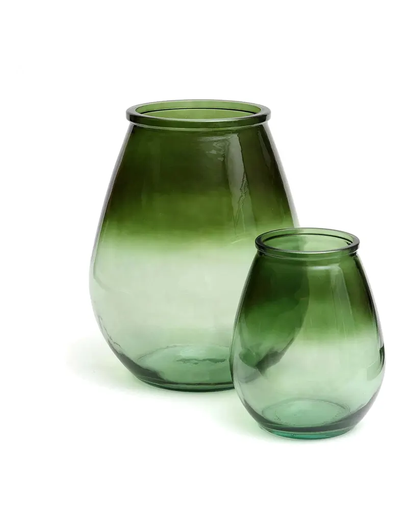 The Qiezi Vase, Vase aus Recyclingglas von Bazar Bizar, Größe M, Grün, Ansicht 2