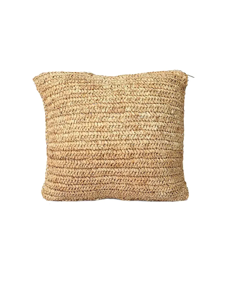 The Raffia Flores Cushion Cover Square Kissenbezug aus Raffia, Natur
