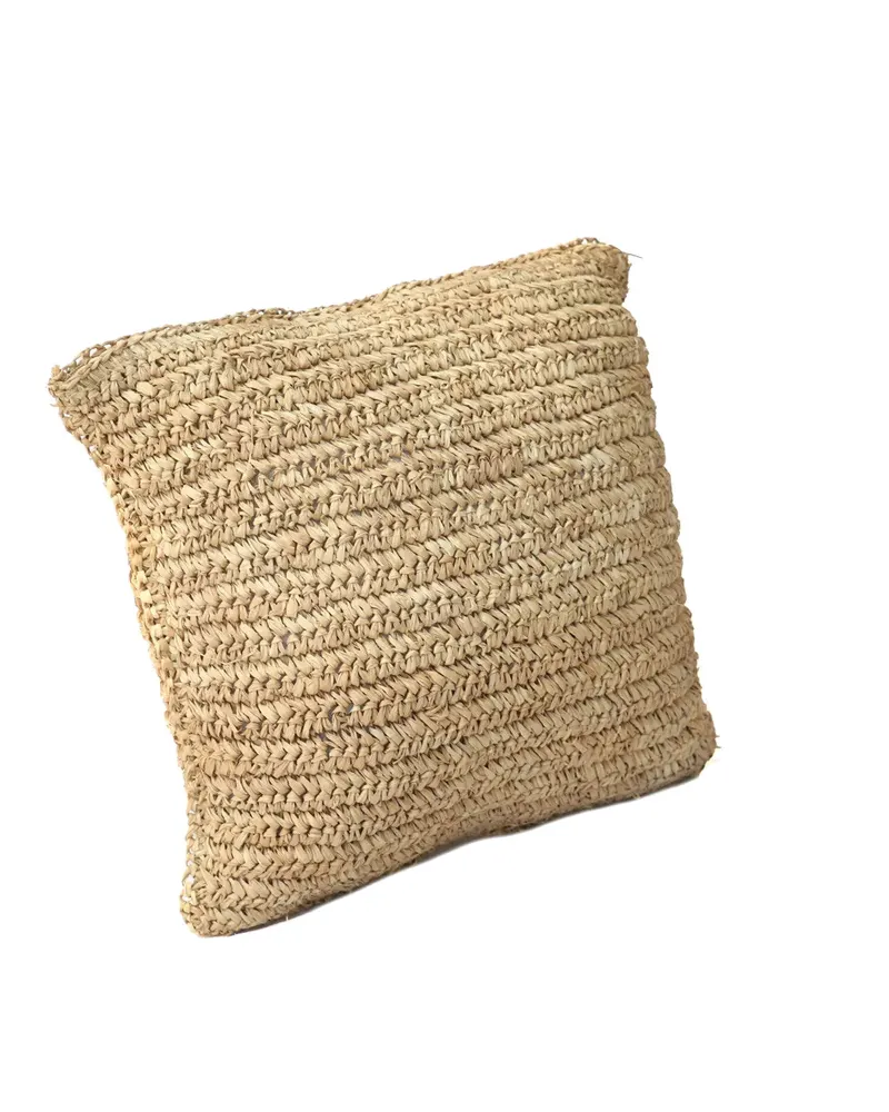 The Raffia Flores Cushion Cover Square Kissenbezug aus Raffia von Bazar Bizar, Größe 40 × 40 cm, Natur, Ansicht 11