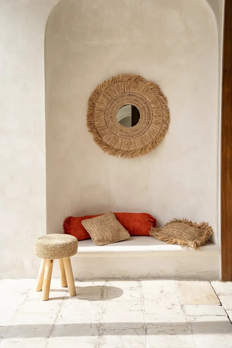 The Raffia Flores Cushion Cover Square Kissenbezug aus Raffia von Bazar Bizar, Größe 40 × 40 cm, Natur, Ansicht 9