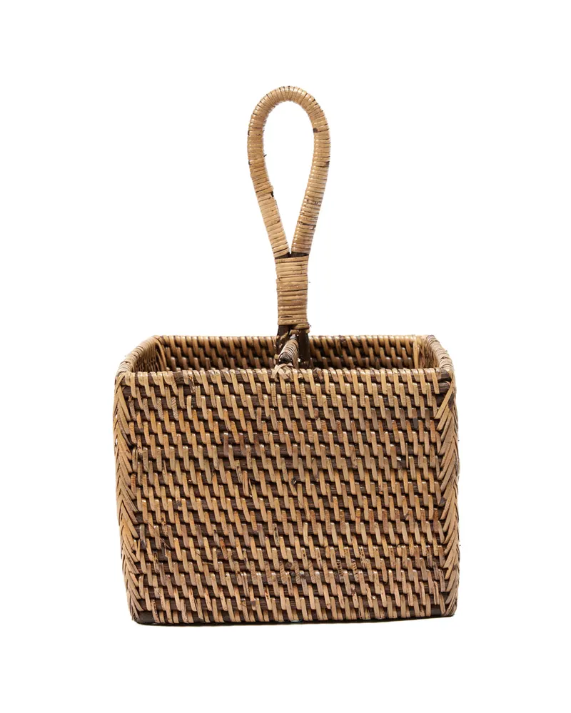 The Rattan Cutlery Caddy N°2, Besteckhalter aus Rattan von Bazar Bizar, Größe 18 × 18 × 29 cm, Natur / Braun, Ansicht 2