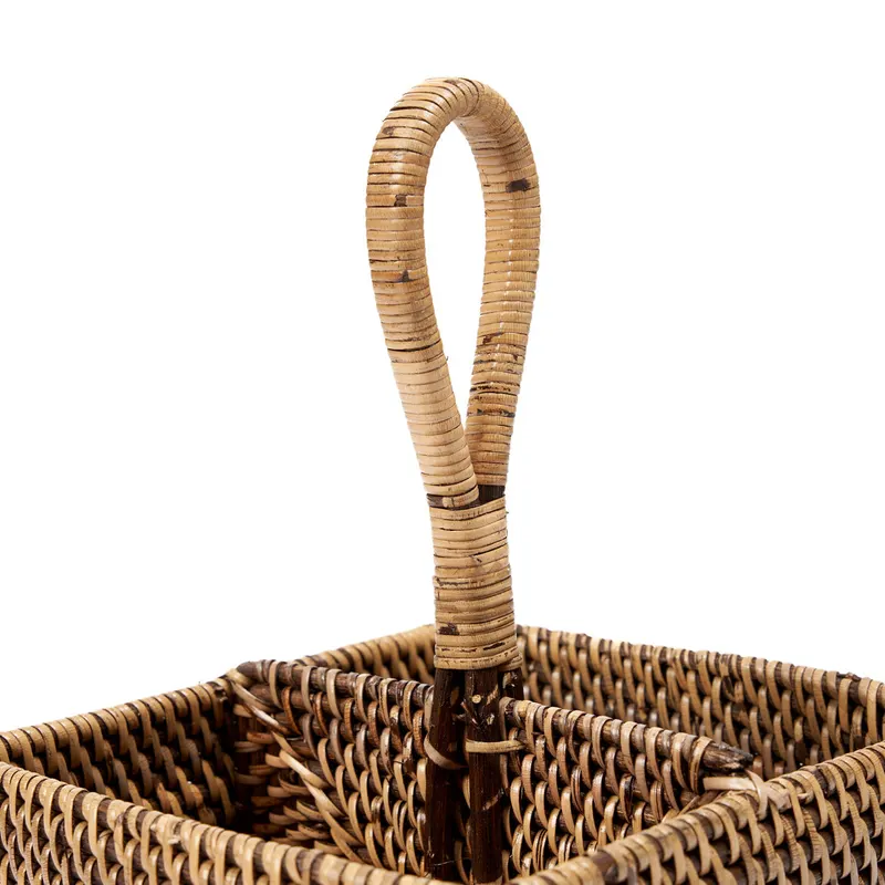 The Rattan Cutlery Caddy N°2, Besteckhalter aus Rattan von Bazar Bizar, Größe 18 × 18 × 29 cm, Natur / Braun, Ansicht 4