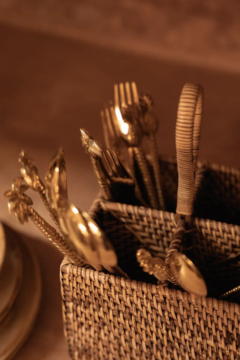 The Rattan Cutlery Caddy N°4 Besteckhalter aus Rattan von Bazar Bizar, Größe 18 × 18 × 28 cm, Natur / Braun, Ansicht 3