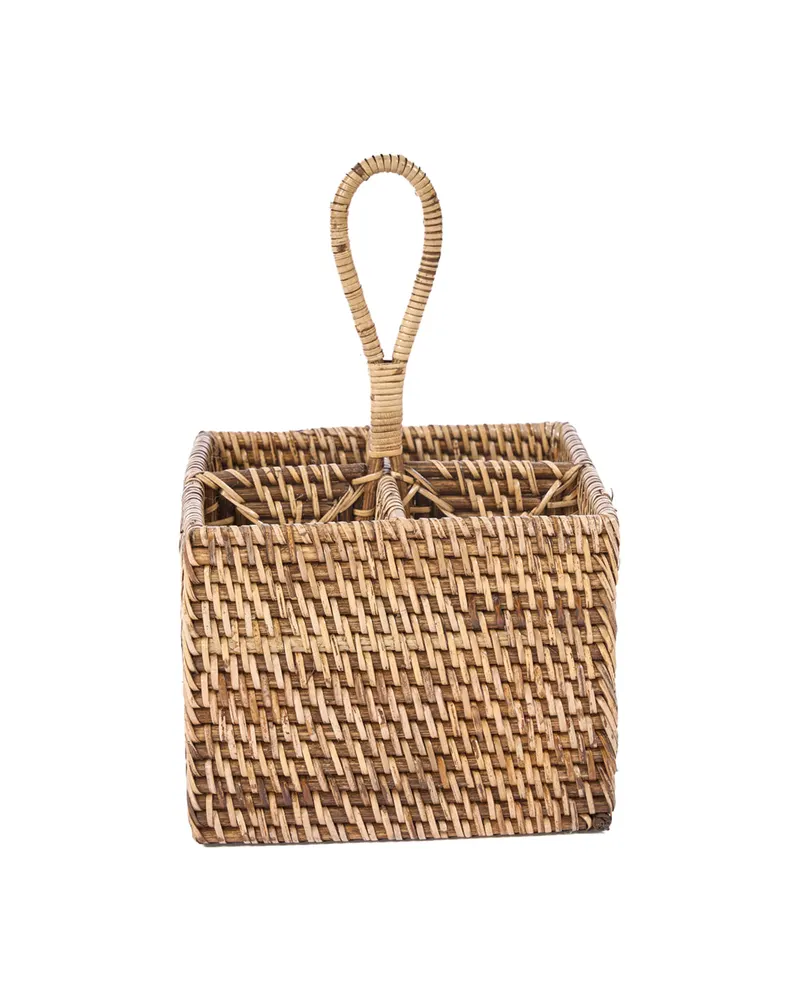 The Rattan Cutlery Caddy N°4 Besteckhalter aus Rattan von Bazar Bizar, Größe 18 × 18 × 28 cm, Natur / Braun, Ansicht 5