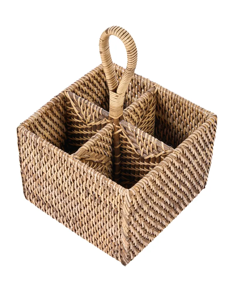 The Rattan Cutlery Caddy N°4 Besteckhalter aus Rattan von Bazar Bizar, Größe 18 × 18 × 28 cm, Natur / Braun, Ansicht 6