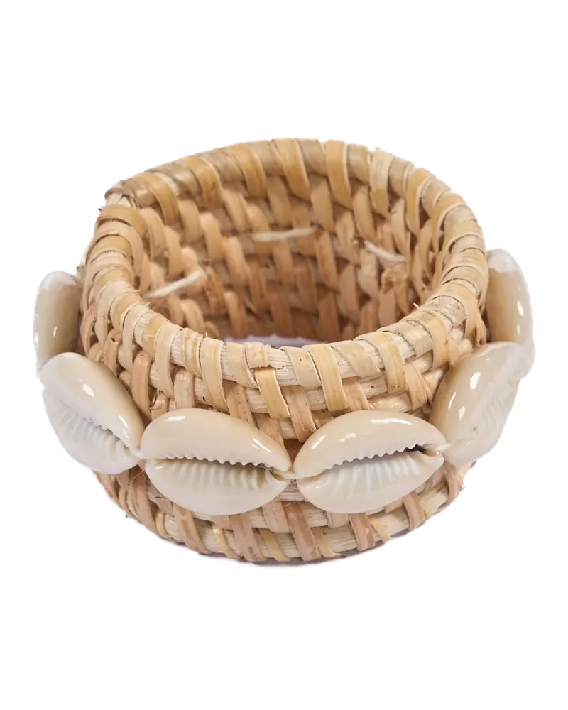The Rattan Shell Napkin Ring Serviettenring von Bazar Bizar, Größe 7 × 7 × 2 cm, Natur / Weiß, Ansicht 4