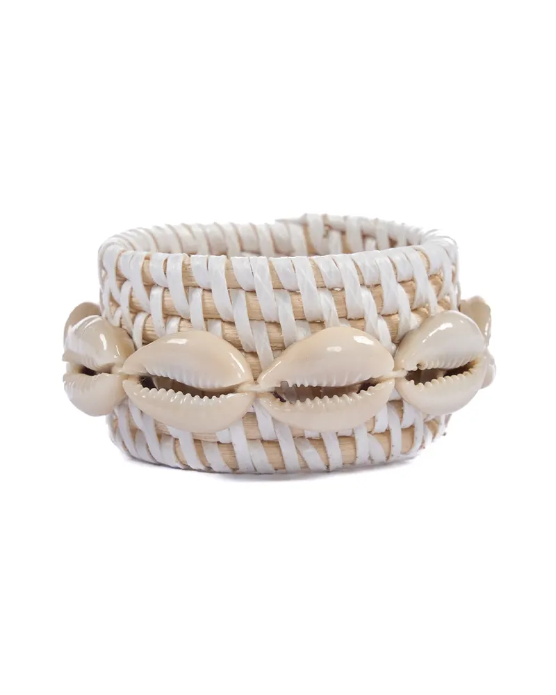 The Rattan Shell Napkin Ring Serviettenring, Weiß