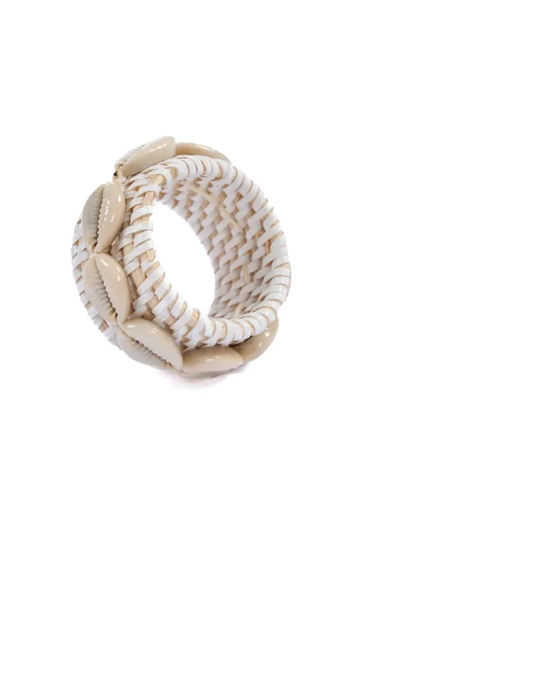 The Rattan Shell Napkin Ring Serviettenring von Bazar Bizar, Größe 7 × 7 × 2 cm, Weiß, Ansicht 3