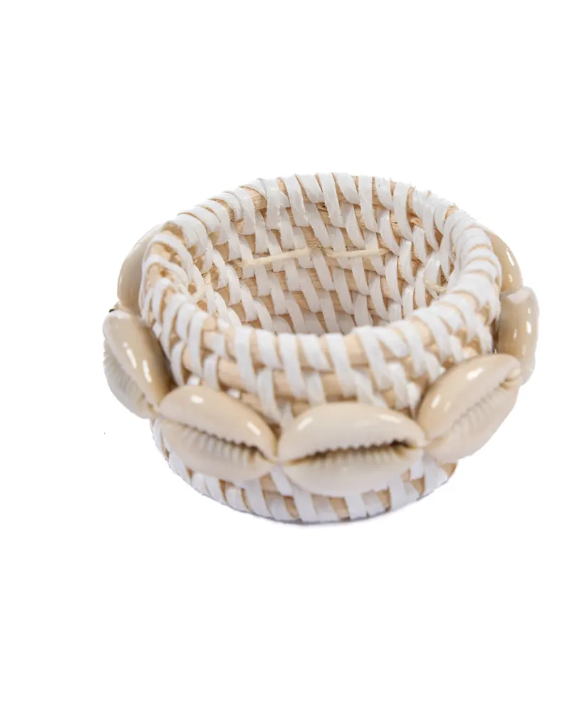 The Rattan Shell Napkin Ring Serviettenring von Bazar Bizar, Größe 7 × 7 × 2 cm, Weiß, Ansicht 4