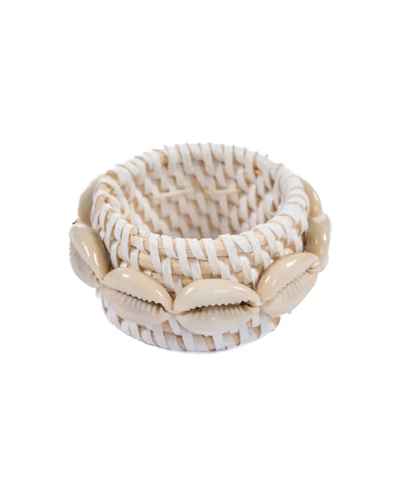 The Rattan Shell Napkin Ring Serviettenring von Bazar Bizar, Größe 7 × 7 × 2 cm, Weiß, Ansicht 5