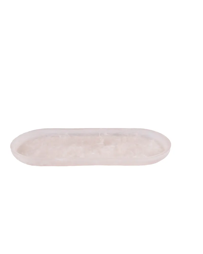 The Resin Oval Plate Teller aus Kunstharz von Bazar Bizar, Größe 44 × 19 × 2 cm, Rosa / Weiß, Ansicht 1