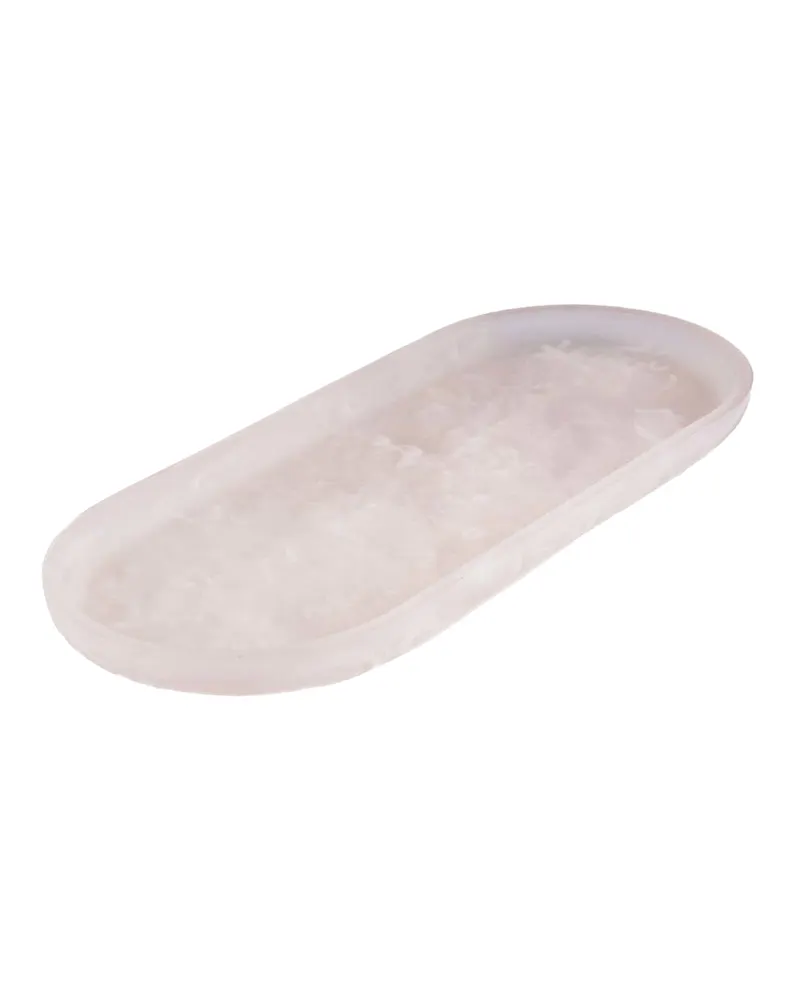The Resin Oval Plate Teller aus Kunstharz von Bazar Bizar, Größe 44 × 19 × 2 cm, Rosa / Weiß, Ansicht 4