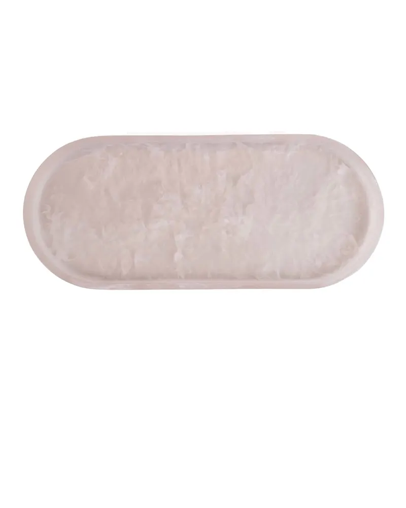 The Resin Oval Plate Teller aus Kunstharz von Bazar Bizar, Größe 44 × 19 × 2 cm, Rosa / Weiß, Ansicht 5