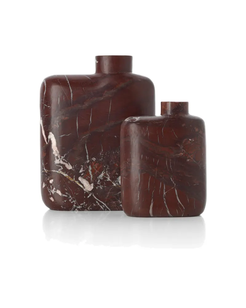 The Rosso Levanto Marble Vase, Marmorvase von Bazar Bizar, Größe Hoch, Weinrot, Ansicht 3