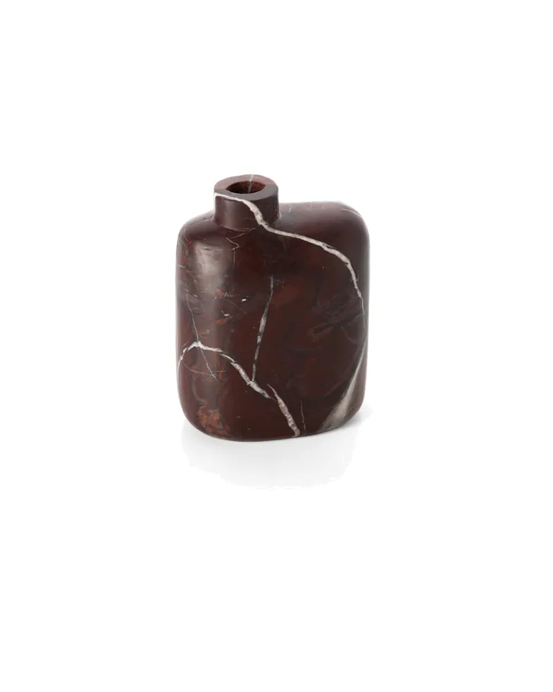 The Rosso Levanto Marble Vase, Marmorvase von Bazar Bizar, Größe Niedrig, Weinrot, Ansicht 2