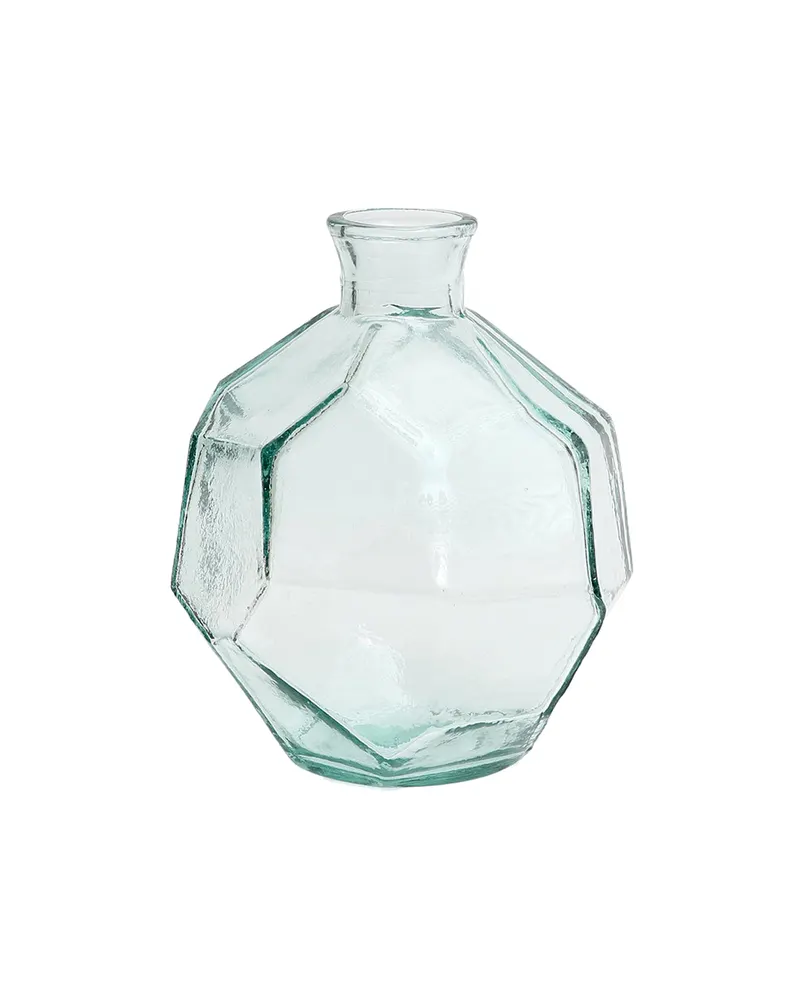 The Round Origami Vase, Vase aus Recyclingglas von Bazar Bizar, Größe 16 × 16 × 18 cm, Blau, Ansicht 1