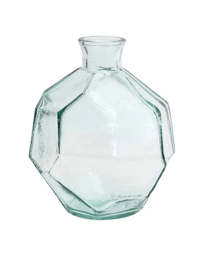 The Round Origami Vase, Vase aus Recyclingglas von Bazar Bizar, Größe 16 × 16 × 18 cm, Blau, Ansicht 4